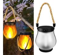 Lanterne solaire à flamme pour extérieur, 1500 mAh, lanternes d'extérieur pour jardin avec effet flamme, rechargeable, IPX4, jardin de camping pour table extérieure, terrasse, balcon, cour (1 pièce)