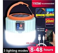 Lanterne solaire à LED 280/190/60W, lanterne Portable, Rechargeable par USB, éclairage d'urgence pour tente extérieure, barbecue et randonnée