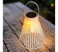 Lanterne solaire à LED blanche en forme d'entonnoir - 23 cm - Suspension de jardin blanc chaud pour l'extérieur et l'intérieur
