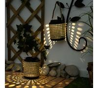 Lanterne solaire à LED Décoration de jardin Lampe solaire aspect bambou Lampe de terrasse Lampadaire Suspension, DxH 12x 30 cm, lot de 2