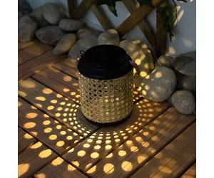 Lanterne solaire à LED pour l'extérieur Lanterne solaire pour l'extérieur Lampadaire avec LED Décoration jardin noir marron à suspendre, aspect bambou, 1x LED rechargeable, H 30 cm