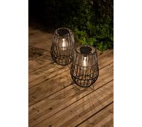 Lanterne solaire à poser imitation rotin