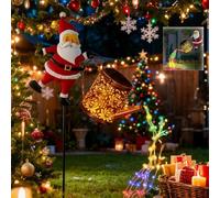 Lanterne solaire à suspendre en métal style rétro Père Noël pour jardin, terrasse, cour, chemin, lampe décorative de Noël (colorée)