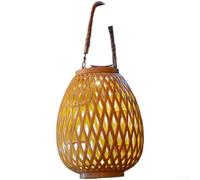 Lanterne solaire à suspendre en rotin pour décoration de jardin - Résistante aux intempéries - Pour décoration de terrasse, cour, beige - 18 x 18 x 39,5 cm