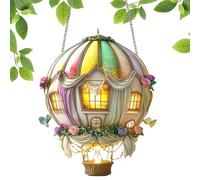 Lanterne solaire brillante : lumière de ballon à air chaud 2D, décoration extérieure suspendue, lampe de festival créative, accent de jardin durable, décoratif | Lumière solaire avec alimentation p