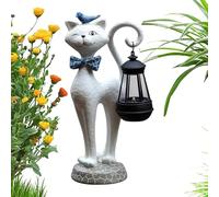 Lanterne solaire chat - Lanterne de jardin - Figurine d'extérieur en résine - Étanche - Décoration LED - Pour allée de pelouse et balcon - Cadeaux pour grand-mère, femmes, , amoureux des