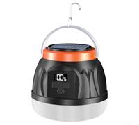 Lanterne solaire de camping, ampoule LED rechargeable avec batterie de 1800 mAh, lumière portable étanche pour randonnée, tente, (grande taille noir et blanc)