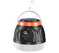 Lanterne solaire de camping étanche 1800 mAh rechargeable par USB | Chargement solaire, sauvegarde USB, capacité de 1800 mAh, étanche IPX4, idéal pour les voyages en camping (noir et blanc