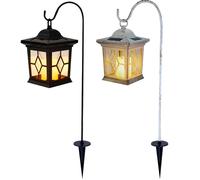 Lanterne solaire de jardin à LED Lampe de jardin avec effet de feu et de scintillement pour décoration extérieure Schwarz