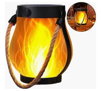 Lanterne solaire de jardin avec effet flamme, 22 LED, rechargeable par USB, lampe suspendue d'extérieur