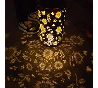 Lanterne solaire de jardin colorée en forme de tournesol, lampe suspendue décorative étanche en métal pour patio terrasse extérieur, cadeau idéal pour les amoureux du jardin (monochrome)