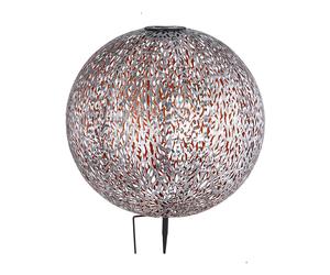 Lanterne solaire de jardin lampe solaire LED enfichable IP44, terre pointue, motif métallique or antique gris argent, 1x LED 3000K, DxH 27x38 cm