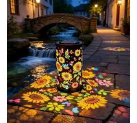Lanterne solaire de jardin pour éclairage extérieur, lampe en métal à suspendre, lampe en forme de tournesol, lumière étanche avec projection de lueur colorée pour cour, patio, allée, décoration