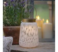 Lanterne Solaire de Table en Verre Moucheté Effet Confetti