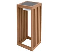 Lanterne solaire décorative LED blanc chaud CHENNAI TALL en bois teck massif H50cm