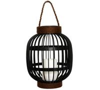 Lanterne solaire décorative - LUMISKY - FIDJY - H30 cm - Poignée en corde effet bougie - LED blanc chaud