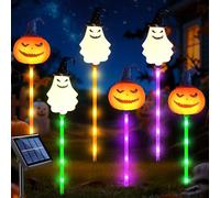 Lanterne solaire décorative pour Halloween, jardin, citrouille, fantômes, citrouille, lumière d'extérieur, IP65, éclairage étanche avec piquet de terre, pour l'extérieur, fête, pelouse (C)