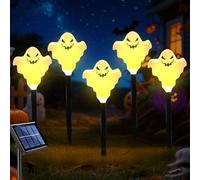 Lanterne solaire décorative pour Halloween - Lampe solaire à LED - Citrouille - Décoration d'extérieur - IP65 - Éclairage étanche - Avec piquet pour l'extérieur, fête, pelouse (A)
