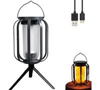Lanterne solaire d'extérieur avec 4 modes, flamme vacillante, lanterne solaire étanche, avec trépied, capteur marche/arrêt automatique, pour jardin et cour (1 pièce)