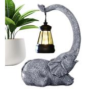 Lanterne solaire d'extérieur en forme d'éléphant, sculpture d'éléphant, figurine d'art en résine avec éclairage solaire, ornement d'animal de jardin de maison, décoration de balcon de cour, de pelouse