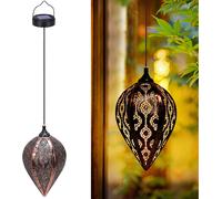 Lanterne Solaire D'extérieur - Led Étanche Ip44 - Pour Jardin, Pelouse, Noël - Marron