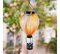 Lanterne solaire en forme de montgolfière, décoration de jardin en verre à suspendre avec chaîne en métal pour terrasse, cour, Noël, 40 cm