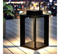 Lanterne solaire en métal noir 25 LED blanc chaud - 45 x 22 cm - Lampe de jardin à énergie solaire de qualité supérieure - Lampe solaire de décoration de jardin, lampe suspendue pour jardin, terrasse