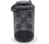 Lanterne solaire en métal noir - env. 28 x 16 cm - Lampe avec poignée à poser ou à suspendre