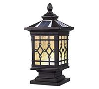Lanterne solaire en verre pour cour, extérieur, jardin, pilier pour portail, clôture, borne, colonne, allée