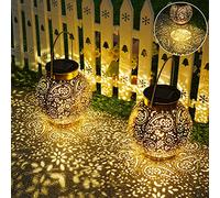 Lanterne Solaire Exterieur, 2 Pièces Lampe Solaires de Jardin, IP65 Étanche Hanging Ornaments Lights pour Jardin, Terrasse, Balcon