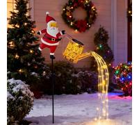 Lanterne Solaire Exterieur Arrosoir Decoration Noel Avec Support PèRe NoëL | Arrosoir Solaire Suspendu En Métal Du Père Noël Avec Lumière LED | Pour DecoNoel De La Cour, De L'étang Et De L'allée