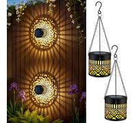 Lanterne Solaire Exterieur Jardin, IP65 Étanche Lampe Solaire Exterieur Decorative avec Chaîne, Éclairage et Recharge Automatiques pour Terrasse, Balcon, Camping （Lot de 2）