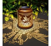 Lanterne Solaire Extérieur, Lampe Solaire Exterieur étanche en Métal, Décoration de Jardin Lanterne Solaire Décorative (Feuilles de colibri)