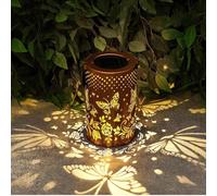Lanterne Solaire Extérieur, Lampe Solaire Exterieur étanche en Métal, Décoration de Jardin Lanterne Solaire Décorative (Papillon fleurs lanternes solaires)