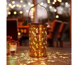 Lanterne Solaire Extérieur, Lampe Solaire Exterieur étanche en Métal, Décoration de Jardin Lanterne Solaire Décorative (Dragonfly lanternes solaires)