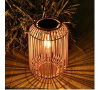 Lanterne Solaire Extérieure,Grande Lanterne Solaire en Rotin,Suspendue/Debout,Lumière Solaire pour Balcon,Patio,Jardin