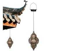 Lanterne Solaire Extérieure Lanterne Solaire - Lanternes solaires étanches à l'eau en plein air | Art de fer marocain, décoration romantique d'effets d'ombre, lampe de jardin rétro paire