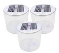 Lanterne solaire gonflable 3 pièces, lanterne de camping solaire étanche à intensité variable, lumière pliable portable avec poignée pour l'extérieur, le camping, la randonnée, les voyages, blanc cha