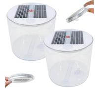 Lanterne solaire gonflable, lanterne de camping solaire imperméable 2PCS avec lampe pliable à LED blanche avec poignée portable de camping extérieur alimenté, lampe, lumière