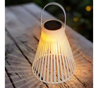 Lanterne solaire LED blanche en forme d'entonnoir - 23 cm - Lampe suspendue de jardin blanc chaud pour l'extérieur et l'intérieur - Lampe solaire de jardin, lanterne de table, lanterne suspendue