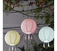 Lanterne solaire LED étanche en nylon résistante aux intempéries, 30 cm - Lot de 3 pour extérieur, jardin, cour, décoration de fête d'Halloween (multicolore)