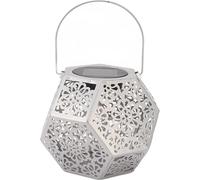 Lanterne solaire LED IP44 étanche Polygone argenté Lanterne solaire décorative à suspendre pour le jardin extérieur