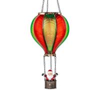 Lanterne solaire LED montgolfière avec aspect de flamme réaliste - LED blanc chaud - Suspension solaire décorative pour l'extérieur - Résistant aux intempéries - Avec suspension et batterie (Père Noël