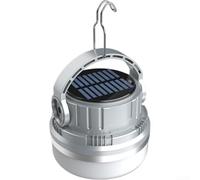 Lanterne solaire LED portable, rechargeable par USB, étanche, 4 niveaux de luminosité réglables, lampe de secours d'urgence pour randonnée, voiture, voyage (gris)