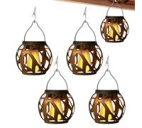Lanterne solaire - Lot de 4 lampes suspendues décoratives, technologie de simulation de flamme réaliste, structure extérieure durable et étanche | Cour arrière, terrasse, maison, paysage, , éclai