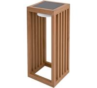 Lanterne solaire décorative LED blanc chaud CHENNAI TALL en bois teck massif H50cm