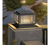 Lanterne solaire moderne à LED noire - Étanche - Idéale pour clôtures et éclairage paysager économe en énergie pour patios et cours