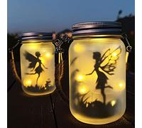 Lanterne Solaire, Mostof IP44 Étanche Extérieur Mason Jar Solaire Lampe pour Patio Pelouse Fête Les lumières Jardin Décoration (Chaud)