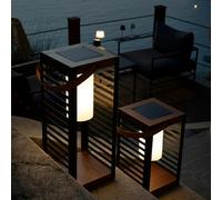 Lanterne solaire décorative avec base LED solaire rechargeable LED blanc chaud FERIAN SMALL H35cm