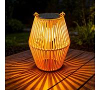 Lanterne solaire Ollny pour extérieur, lampes solaires en rotin dans un style bohème, chaud blanc, étanche, suspendue/debout, parfaite pour la décoration de jardin, balcon, terrasse pour la fête des